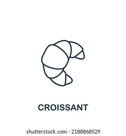 Croissant icon. Monochrome simple line Fastfood icon for templates, web design and infographics