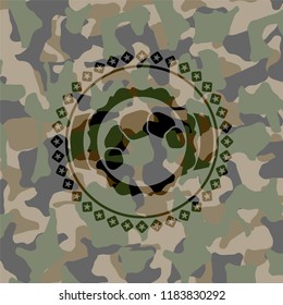 croissant icon on camo pattern