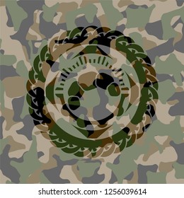croissant icon on camo pattern