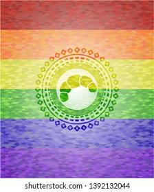 croissant icon on mosaic background with the colors of the LGBT flag
