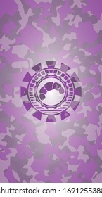 croissant icon on pink camo pattern