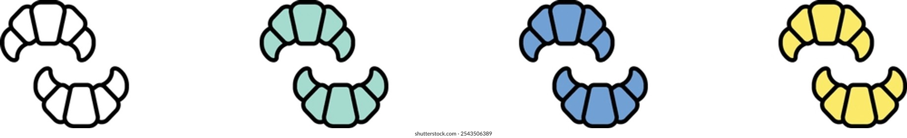 croissant icon. Outline, Green, Blue and Yellow Style Design Isolated On White Background