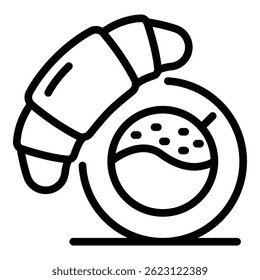 Croissant icon. Outline croissant vector icon for web design isolated on white background