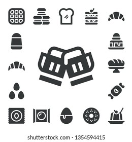 croissant icon set. 17 filled croissant icons.  Collection Of - Waffle, Candy, Croissant, Toast, Candies, Brownie, Baguette, Macaron, Doughnut, Jelly