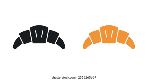 Croissant icon set in black and colored versions.