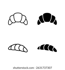croissant icon set color editable on white background