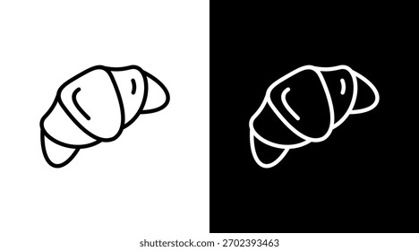 Croissant con diseño de conjunto de iconos
