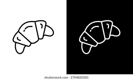 Croissant con diseño de conjunto de iconos