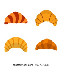 Croissant icon set. Flat set of croissant vector icons for web design isolated on white background