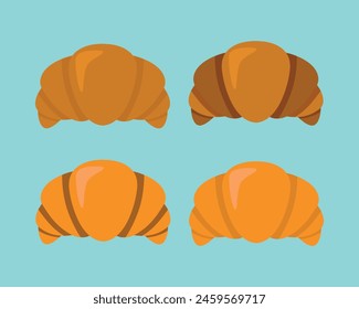 Croissant icon set. Flat set of croissant vector icons for web design isolated
