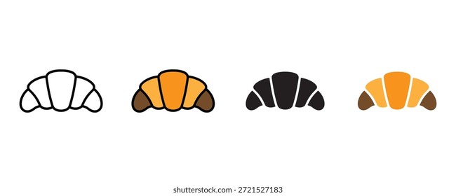 Ícone de croissant definir vetor no fundo branco. pastelaria, padaria, comida, café da manhã, ícone. ilustração vetorial.
