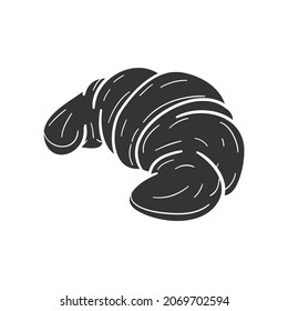 Croissant Icon Silhouette Illustration. Pastry Dessert Vector Graphic Pictogram Symbol Clip Art. Doodle Sketch Black Sign.