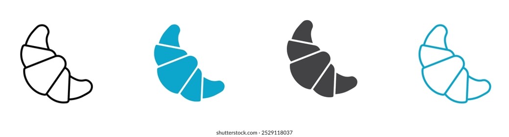 ícone do croissant Símbolo em estilo de estrutura de tópicos