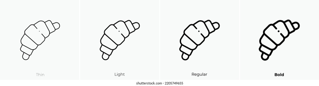 croissant icon. Thin, Light Regular And Bold style design isolated on white background