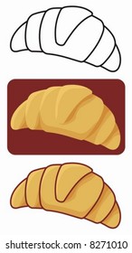 Croissant icon in three versions