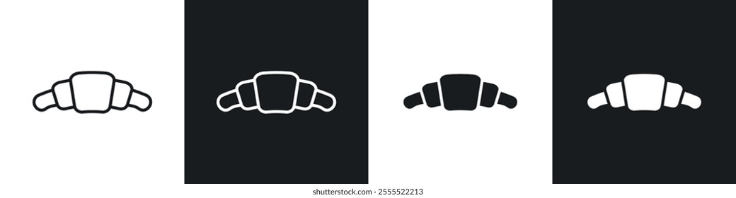 Croissant icon vector collection in black and white.