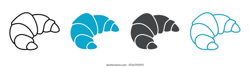 croissant icon vector illustration set