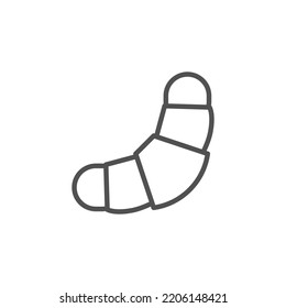 Croissant-Symbol-Vektorgrafik. Lineare Backwaren-Croissant-Ikone aus Bistro- und Restaurant-Umrisskollektion. Dünne Bäckerei, Croissant, Vektorgrafik einzeln auf weißem Hintergrund.