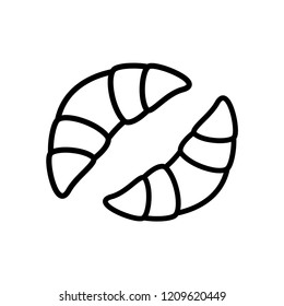 Croissant Icon Vector on Line Art Style & White Background. EPS 10.