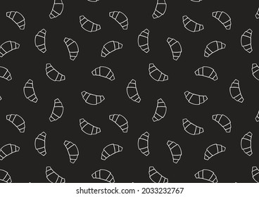 Croissant icon vector. Croissant pattern wallpaper. Croissant icon on black background.