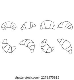 Croissant icon vector set. Cake illustration sign collection. dessert symbol. Sweet logo.