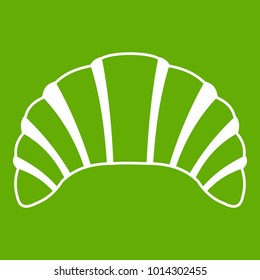 Croissant icon white isolated on green background. Vector illustration