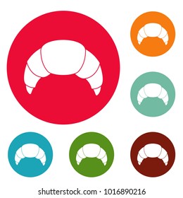 Croissant icons circle set vector isolated on white background