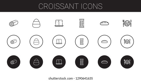 croissant icons set. Collection of croissant with sweet, candy, bread, breakfast. Editable and scalable croissant icons.