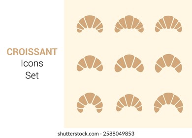 Croissant Icons Set. Editable vector icon. Perfect for web and app interfaces, presentations, infographics, etc
