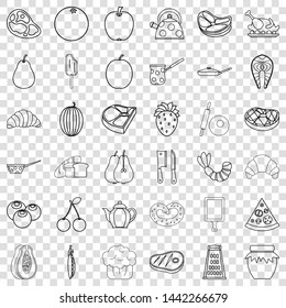 Croissant icons set. Outline style of 36 croissant vector icons for web for any design