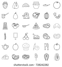 Croissant icons set. Outline style of 36 croissant vector icons for web isolated on white background