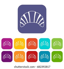 Croissant icons set vector illustration in flat style in colors red, blue, green, and other