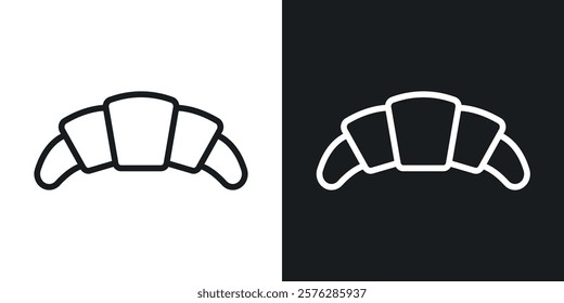 Croissant icons in thin black and white stroke liner style