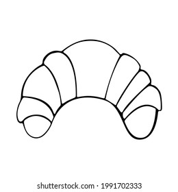 Croissant ink hand drawn isolated on white background. Bastille Day concept.