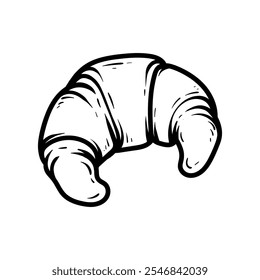 croissant isolated drawing coloring line art style sketch classic vintage design illustration