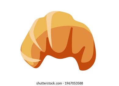 Croissant isolated on white background. Sweet baked dessert pastrie. Dessert Bakery In flat Vector Style for menu, cafe, restaurant, poster, banner, emblem, sticker, placard.