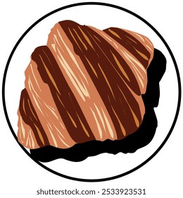 Croissant isolated on white background. Bakery vector illustration. Cake and sweet or dessert. croissant on the whita plate