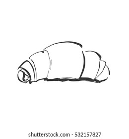 Croissant isolated on white background. Hand drawn food. Element of food in the sketch style. Vector illustration.