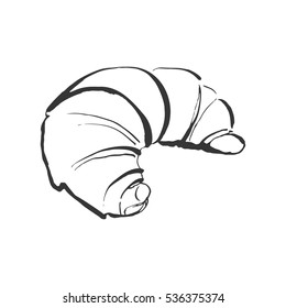 Croissant isolated on white background. Hand drawn food. Element of food in the sketch style. Vector illustration.