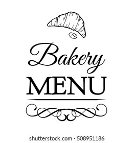 Croissant label. Baker Badge. Bakery Label. Decorated With filigree Curls, Curls Vector Illustration. Isolated