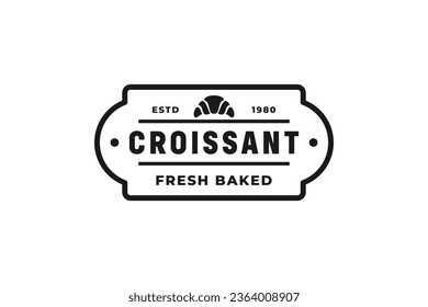 Croissant Label or Fresh Baked Logo Vector Isolated. Best Croissant Label For Fresh Baked Product Packaging Design.