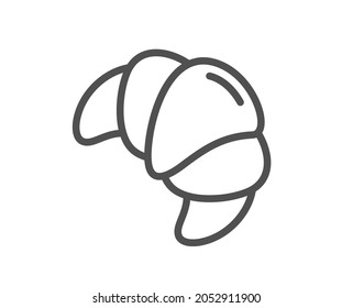 Croissant line icon. Bakery food sign. Pastry bun symbol. Quality design element. Line style croissant icon. Editable stroke. Vector