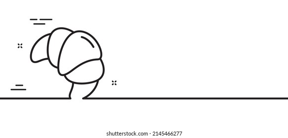 Croissant line icon. Bakery food sign. Pastry bun symbol. Minimal line illustration background. Croissant line icon pattern banner. White web template concept. Vector
