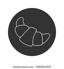 Croissant line icon. Flat vector illustration in black on white background