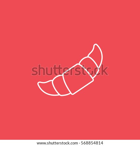 Croissant Line Icon On Red Background