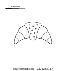Croissant Line Icon Vektordesign.