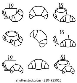 Croissant line icon, vector outline logo isolated on white background