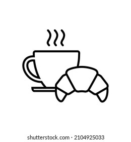 Croissant line icon, vector outline logo isolated on white background