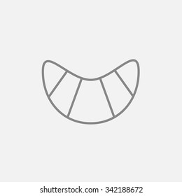 Croissant line icon for web, mobile and infographics. Vector dark grey icon isolated on light grey background.