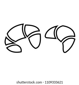 Croissant line icons. Two crescent shaped croissant pastries. Vector Illustration